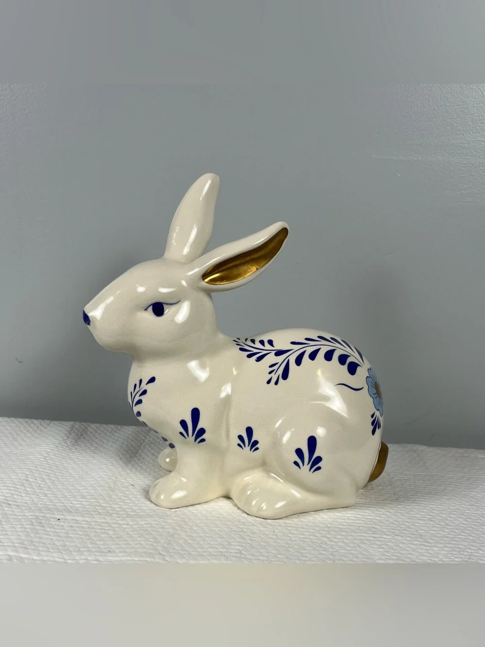 Vintage Pier 1 Blue and White Ceramic Rabbit